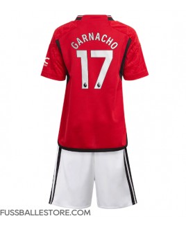 Günstige Manchester United Alejandro Garnacho #17 Heimtrikotsatz Kinder 2023-24 Kurzarm (+ Kurze Hosen)